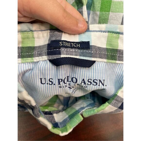 U.S Polo Assn. Mens Stretch Button Up Checkered Short Sleeve Shirt Size XL - Picture 4 of 7